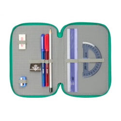 Plumier escolar safta triple 37 piezas resistente al agua real betis 195x125x55 mm