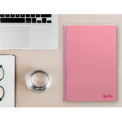 Cuaderno espiral liderpapel a4 smart tapa blanda 80h 75gr cuadro 4mm con margen color rosa
