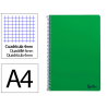 Cuaderno espiral liderpapel a4 smart tapa blanda 80h 75gr cuadro 4mm con margen color verde