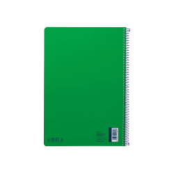 Cuaderno espiral liderpapel a4 smart tapa blanda 80h 75gr cuadro 4mm con margen color verde