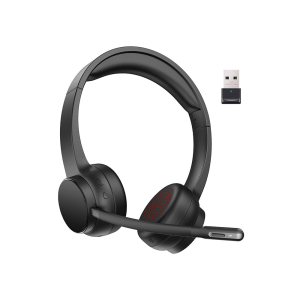 Auricular q-connect inalambrico diadema con microfono flexible y boton de bluetooth usb color negro