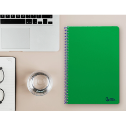 Cuaderno espiral liderpapel a4 smart tapa blanda 80h 75gr cuadro 4mm con margen color verde