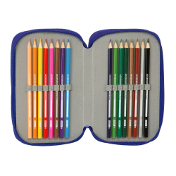 Plumier escolar safta triple 37 piezas atletico de madrid 195x125x55 mm