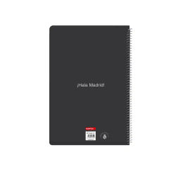 Cuaderno espiral safta folio 80h 60gr cuadro 4mm tapa extradura real madrid 1 equipacion 25/26