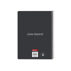 Cuaderno espiral safta cuarto 80h 60gr cuadro 4mm tapa extradura real madrid 1 equipacion 25/26