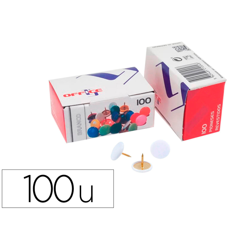 Chincheta lismania office color blanco caja de 100 unidades