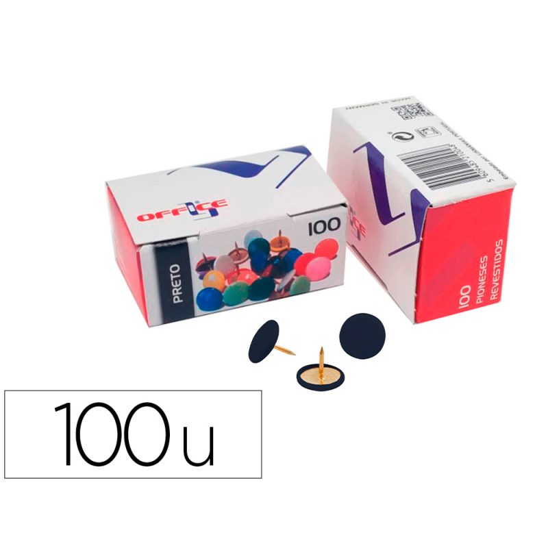 Chincheta lismania office color negro caja de 100 unidades