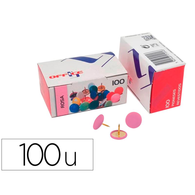 Chincheta lismania office color rosa caja de 100 unidades