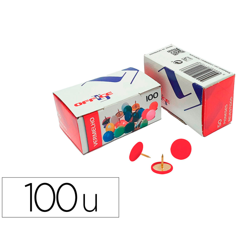 Chincheta lismania office color rojo caja de 100 unidades