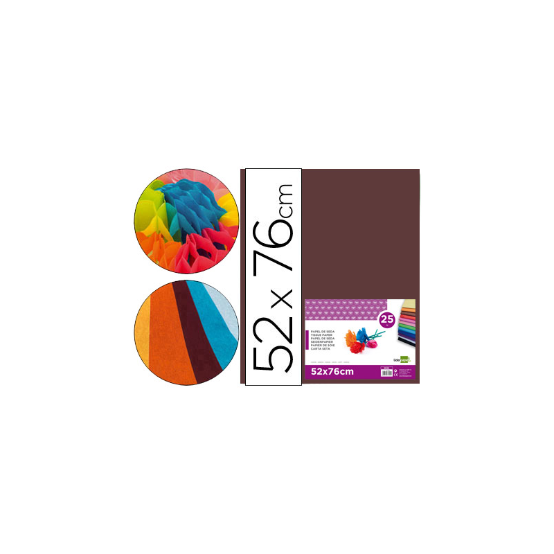 Papel seda liderpapel marron 52x76 cm 18 gr paquete de 25 hojas