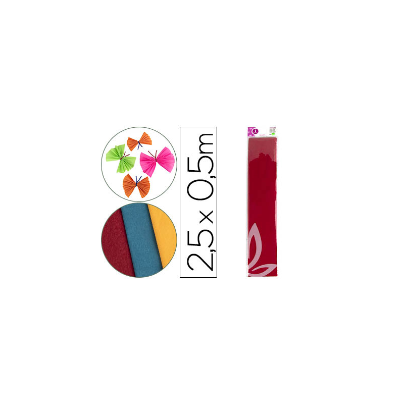 Papel crespon liderpapel 50 cm x 2.5m 34g/m2 rojo