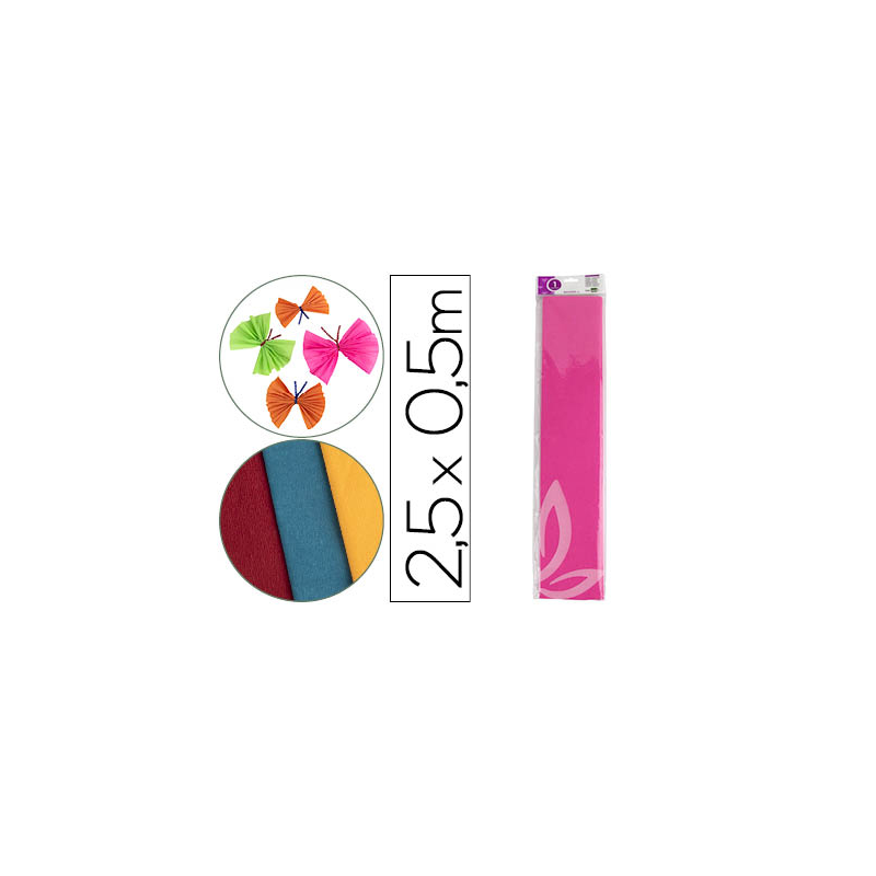 Papel crespon liderpapel 50 cm x 2.5m 34g/m2 rosa