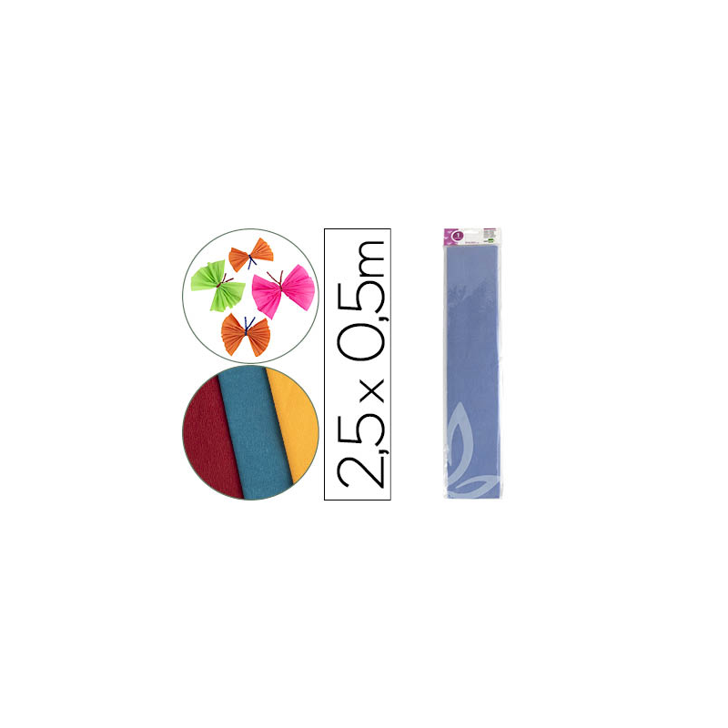 Papel crespon liderpapel 50 cm x 2.5m 34g/m2 celeste