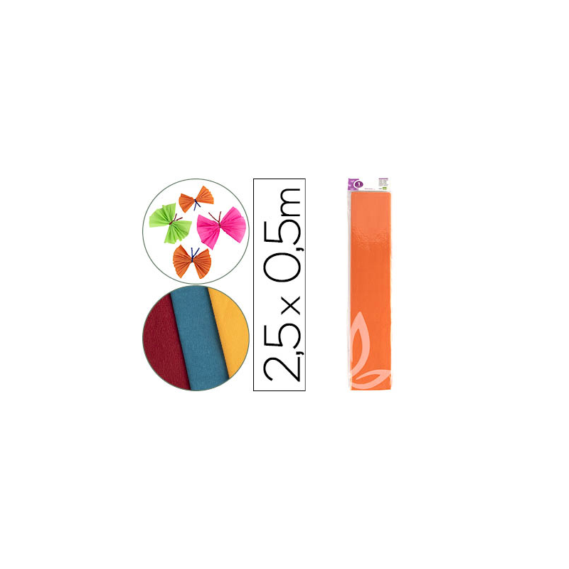 Papel crespon liderpapel 50 cm x 2.5m 34g/m2 naranja claro