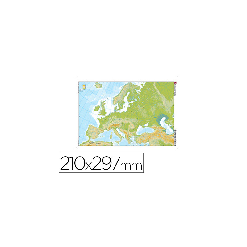 Mapa mudo color din a4 europa fisico