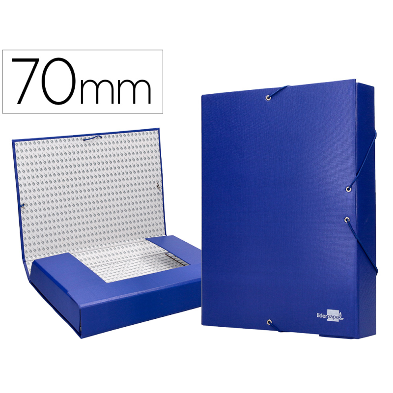 Carpeta proyectos liderpapel folio lomo 70mm carton forrado azul
