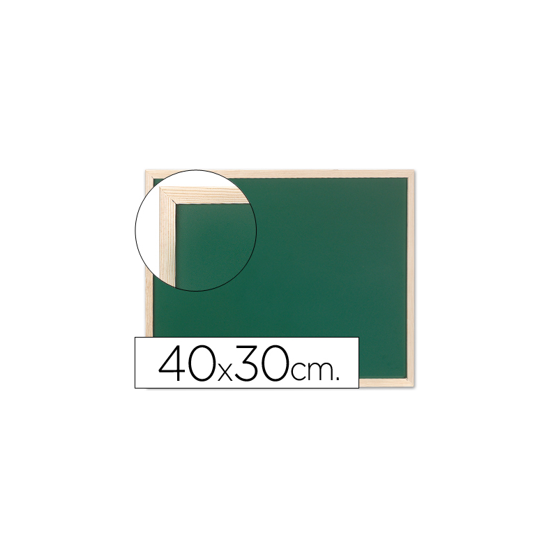 Pizarra verde q-connect marco de madera 40x30 cm sin repisa