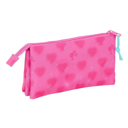 Bolso escolar portatodo safta triple barbie corazones 120x220x30 mm