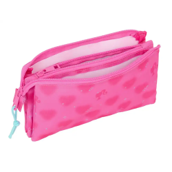 Bolso escolar portatodo safta triple barbie corazones 120x220x30 mm