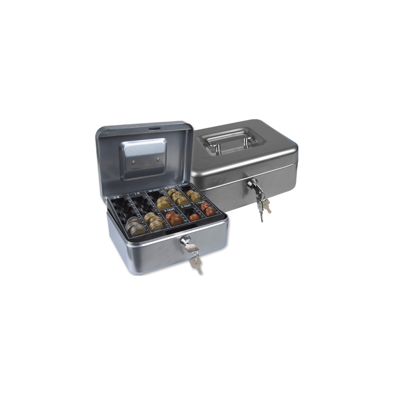 Caja caudales q-connect 8/' 200x160x90 mm plata con portamonedas
