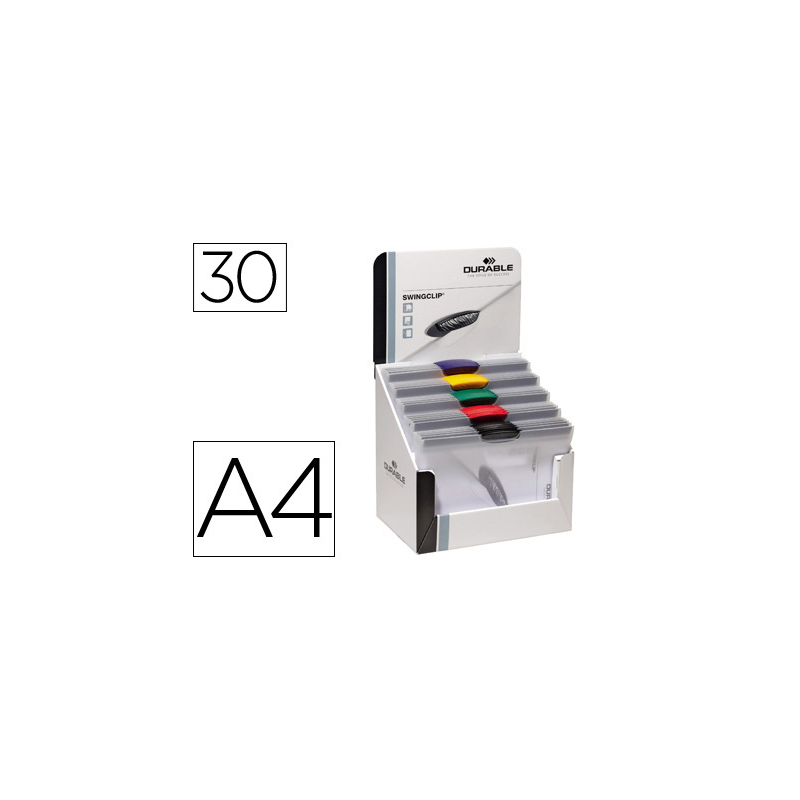 Carpeta swingclip dossier pinza lateral y giratoria din a4 capacidad 30 hojas colores surtidos
