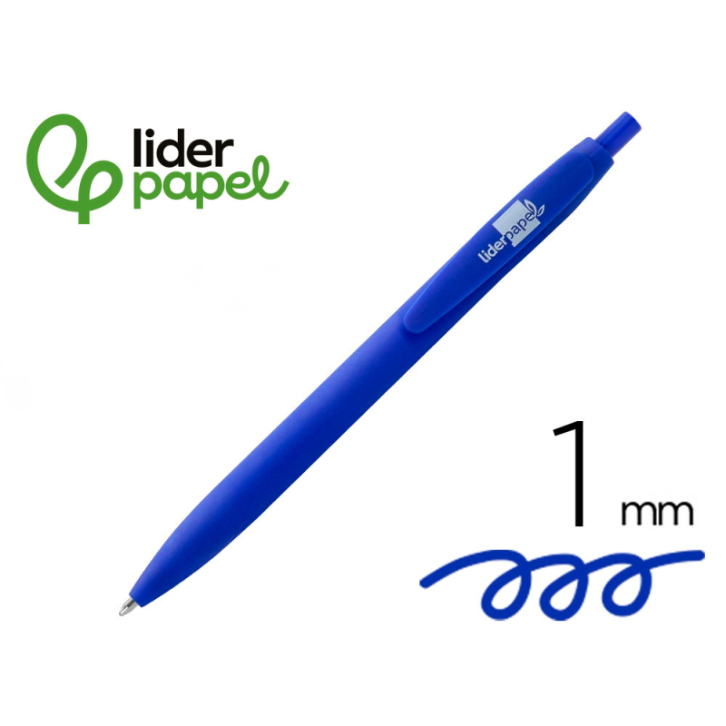 Boligrafo liderpapel soft touch retractil 1 mm tinta azul