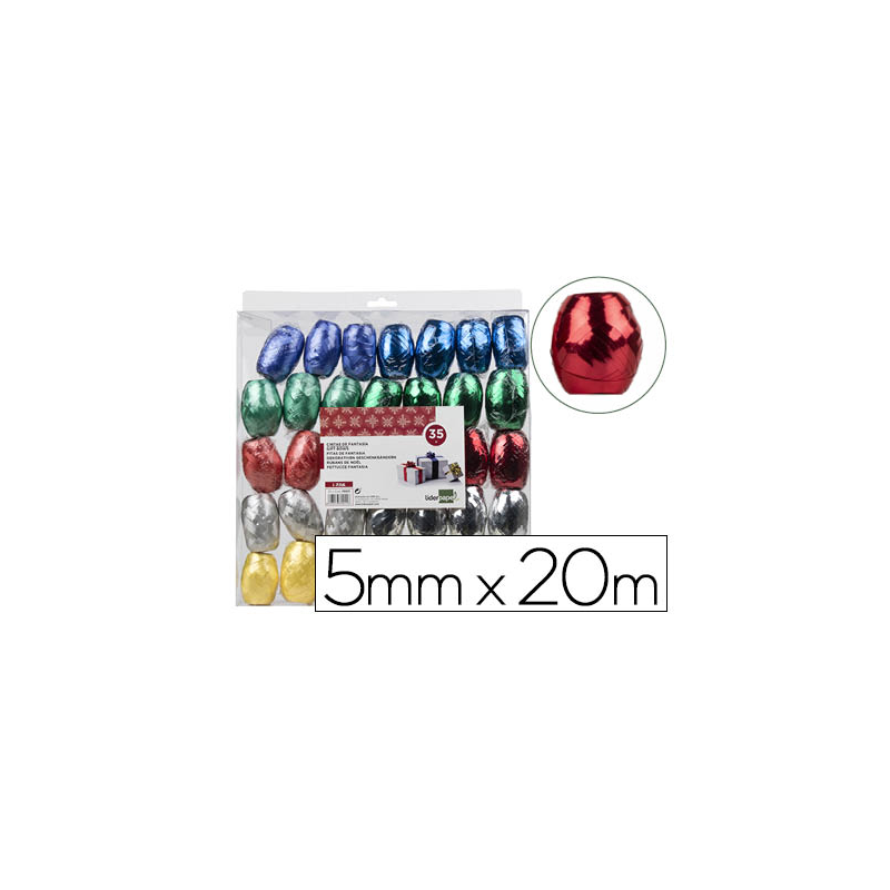 Cinta fantasia liderpapel barrilete 5 mm x 20 mt colores metalizados surtidos