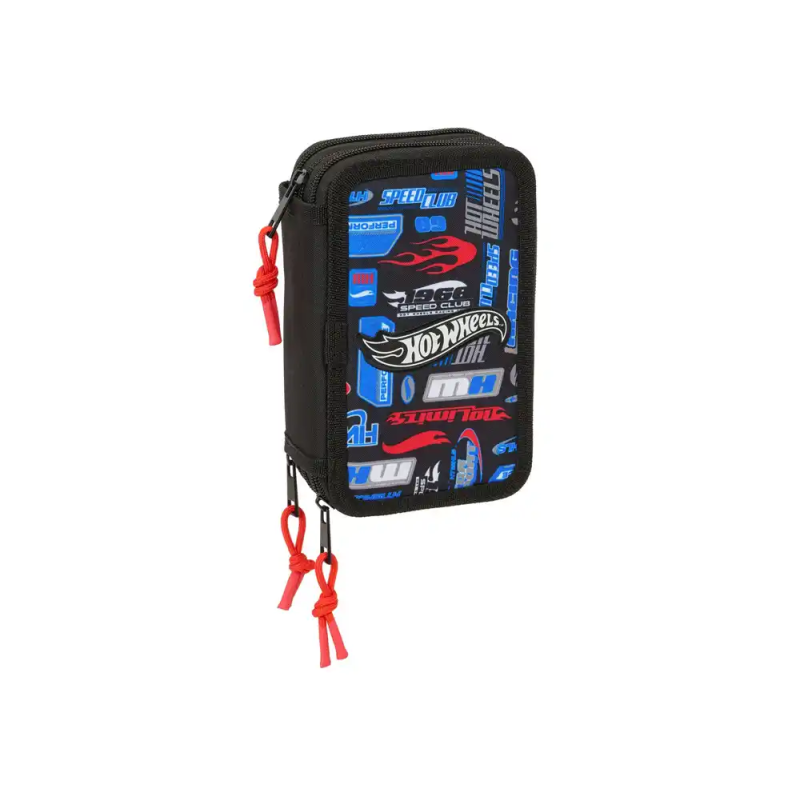 Plumier escolar safta triple 37 piezas hot wheels 195x125x55 mm