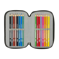 Plumier escolar safta triple 37 piezas hot wheels 195x125x55 mm