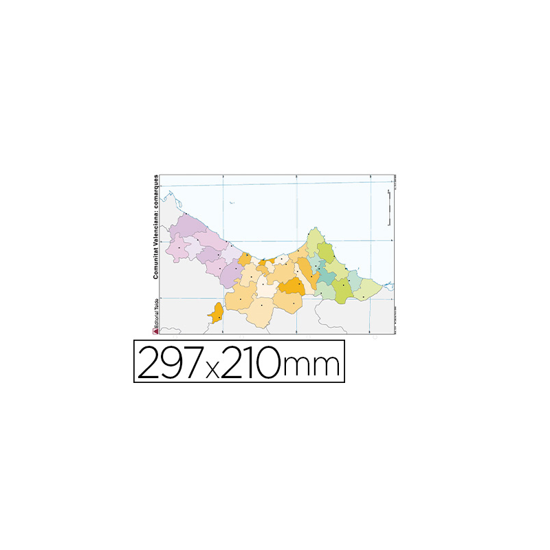 Mapa mudo color din a4 comunidad valenciana politico