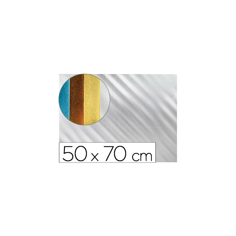 Goma eva liderpapel 50x70 cm espesor 2 mm metalizada plata