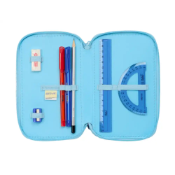 Plumier escolar safta triple 37 piezas stitch happy 195x125x55 mm