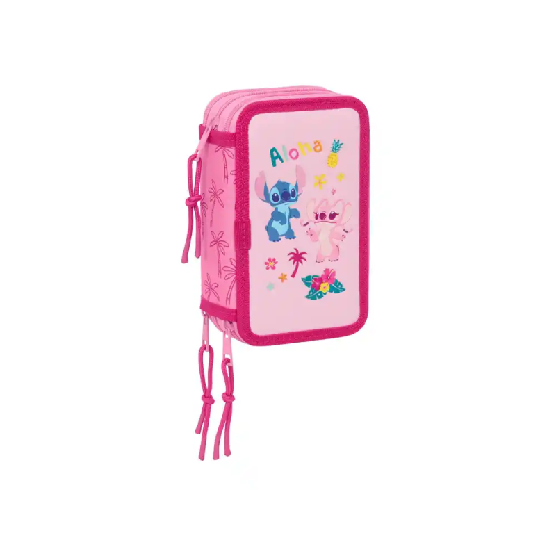 Plumier escolar safta triple 37 piezas stitch chill 195x125x55 mm