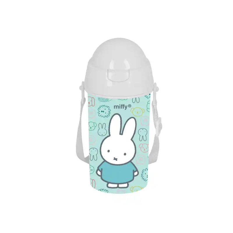 Botella portaliquidos safta 500ml apertura automatica con pajita miffy friends 195x75x75 mm