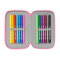 Plumier escolar safta triple 37 piezas gabby s dollhouse confetti 195x125x55 mm