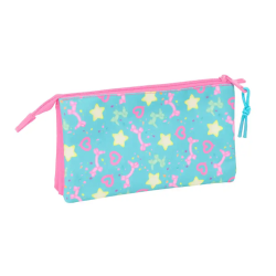 Bolso escolar portatodo safta triple gabby s dollhouse confetti 120x220x30 mm