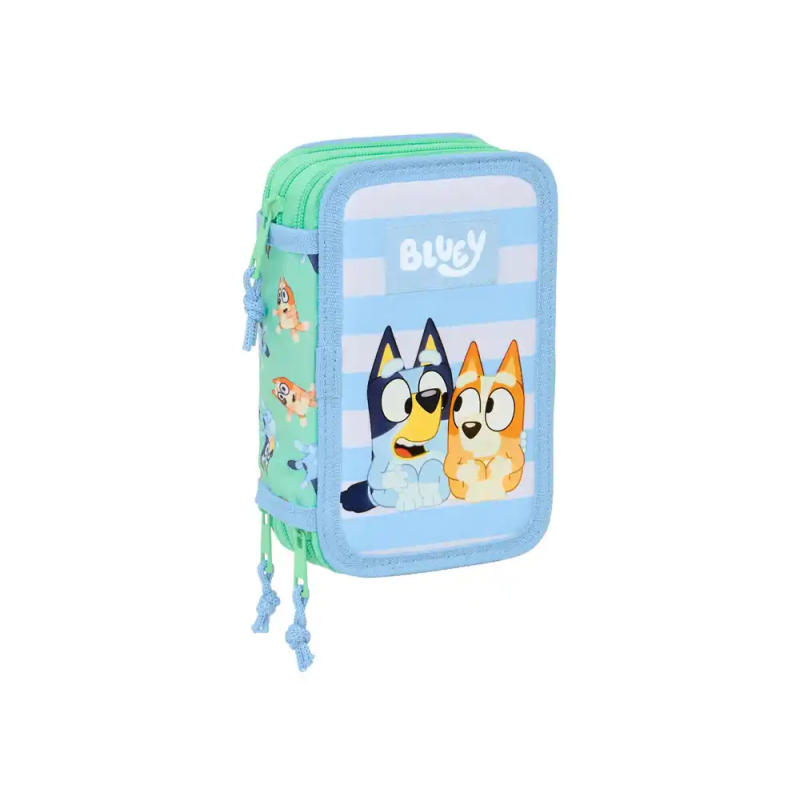 Plumier escolar safta triple 37 piezas bluey sisters 195x125x55 mm