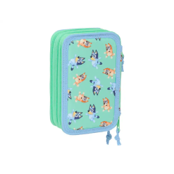 Plumier escolar safta triple 37 piezas bluey sisters 195x125x55 mm