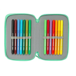 Plumier escolar safta triple 37 piezas bluey sisters 195x125x55 mm