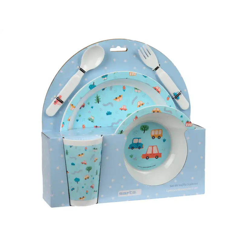 Set de platos cubiertos y vaso safta preescolar 260x260x90 mm