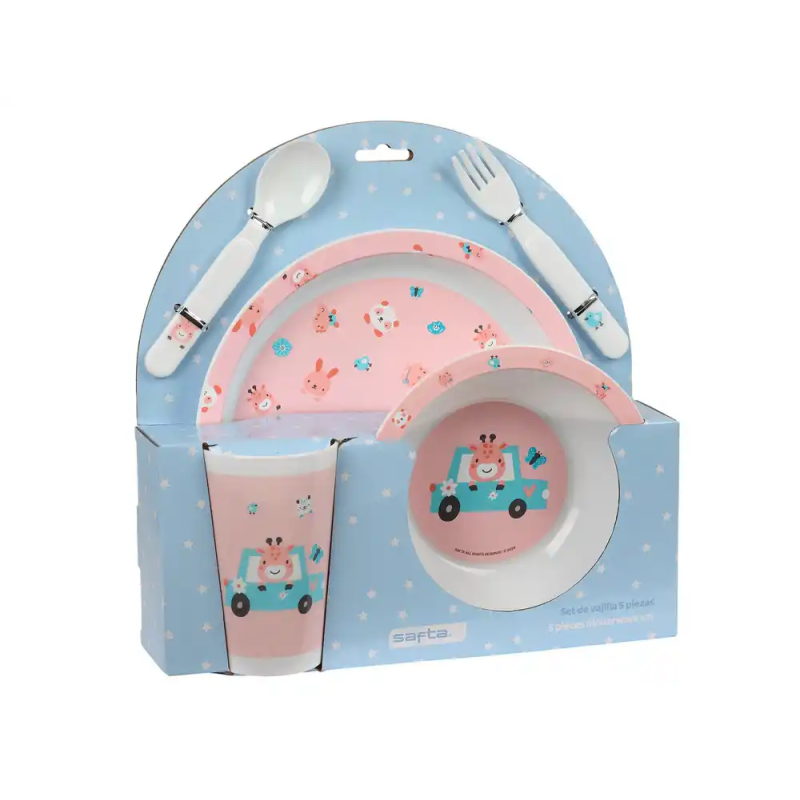 Set de platos cubiertos y vaso safta preescolar 260x260x90 mm