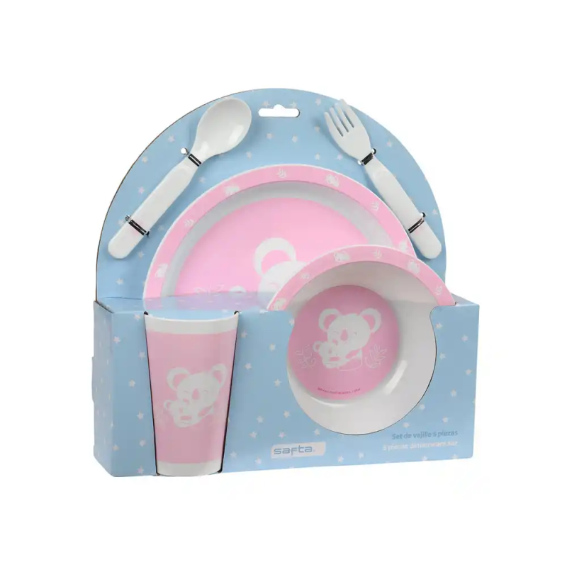 Set de platos cubiertos y vaso safta preescolar 260x260x90 mm