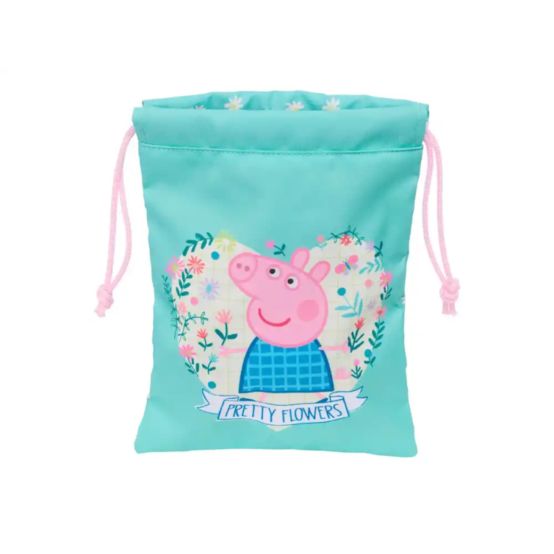 Saquito merienda safta peppa pig pretty flowers 250x200 mm