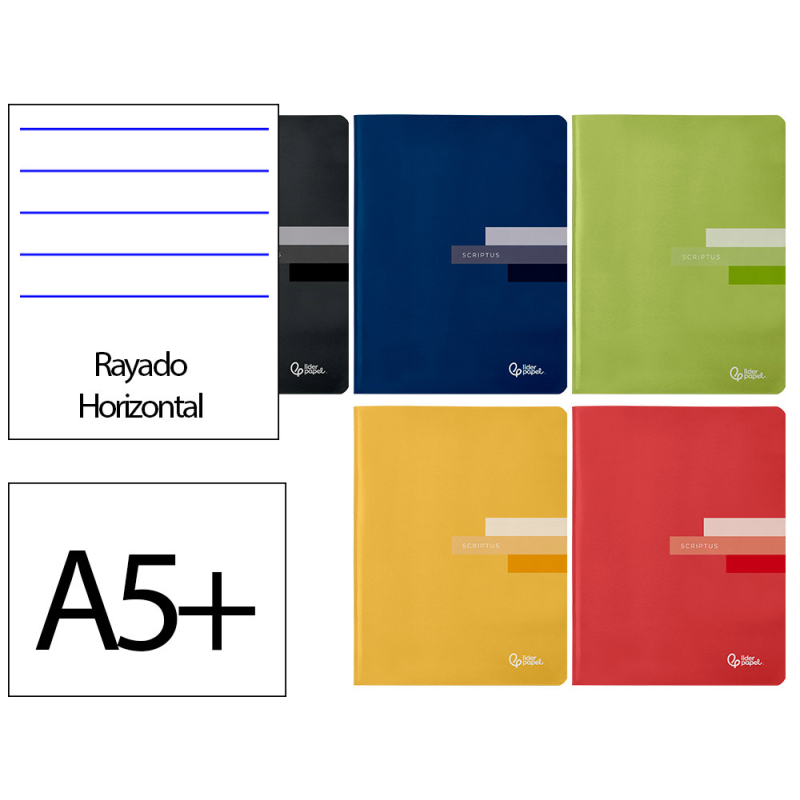Libreta liderpapel scriptus a5 plus 48 hojas 90gr horizontal con margen