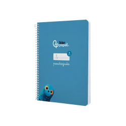 Cuaderno espiral liderpapel a5 pautaguia tapa dura 80h 90 gr cuadro pautado 4mm color azul