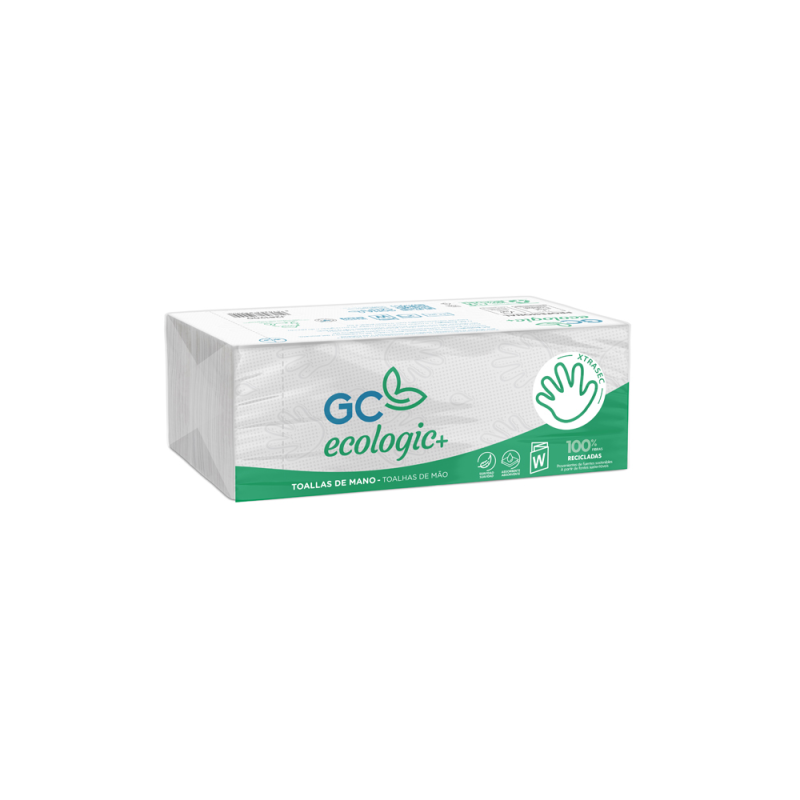 Toalla de papel mano engarzada ecologica 22,5x31 cm 2 capas paquete con 144 unidades