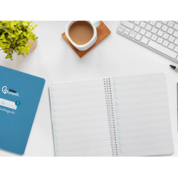 Cuaderno espiral liderpapel a5 pautaguia tapa dura 80h 90 gr cuadro pautado 4mm color azul