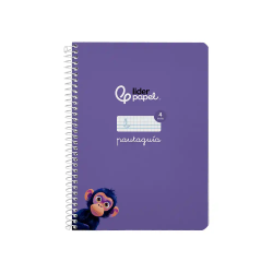 Cuaderno espiral liderpapel a5 pautaguia tapa dura 80h 90gr cuadro pautado 4mm color lila