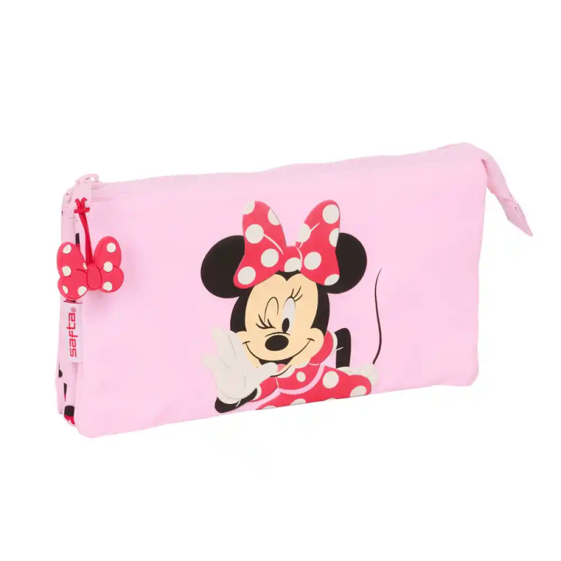 Bolso escolar portatodo safta triple minnie mouse nalve 120x220x30 mm