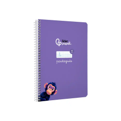 Cuaderno espiral liderpapel a5 pautaguia tapa dura 80h 90gr cuadro pautado 4mm color lila